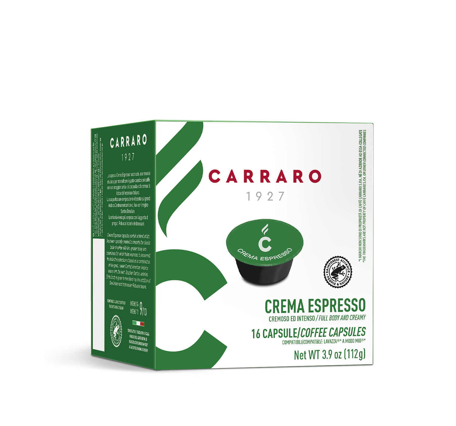 Capsules - Crema Espresso – 16 capsules - Shop online Caffè Carraro
