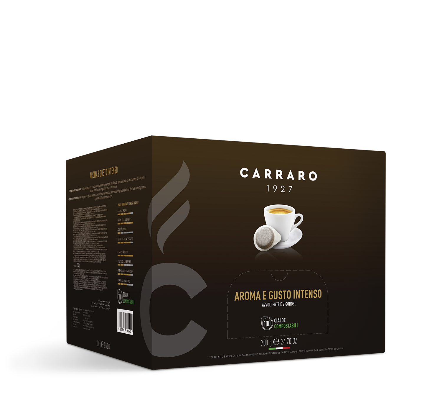 Retail - Espresso aroma e gusto intenso – 100 pods 7 g - Shop online Caffè Carraro