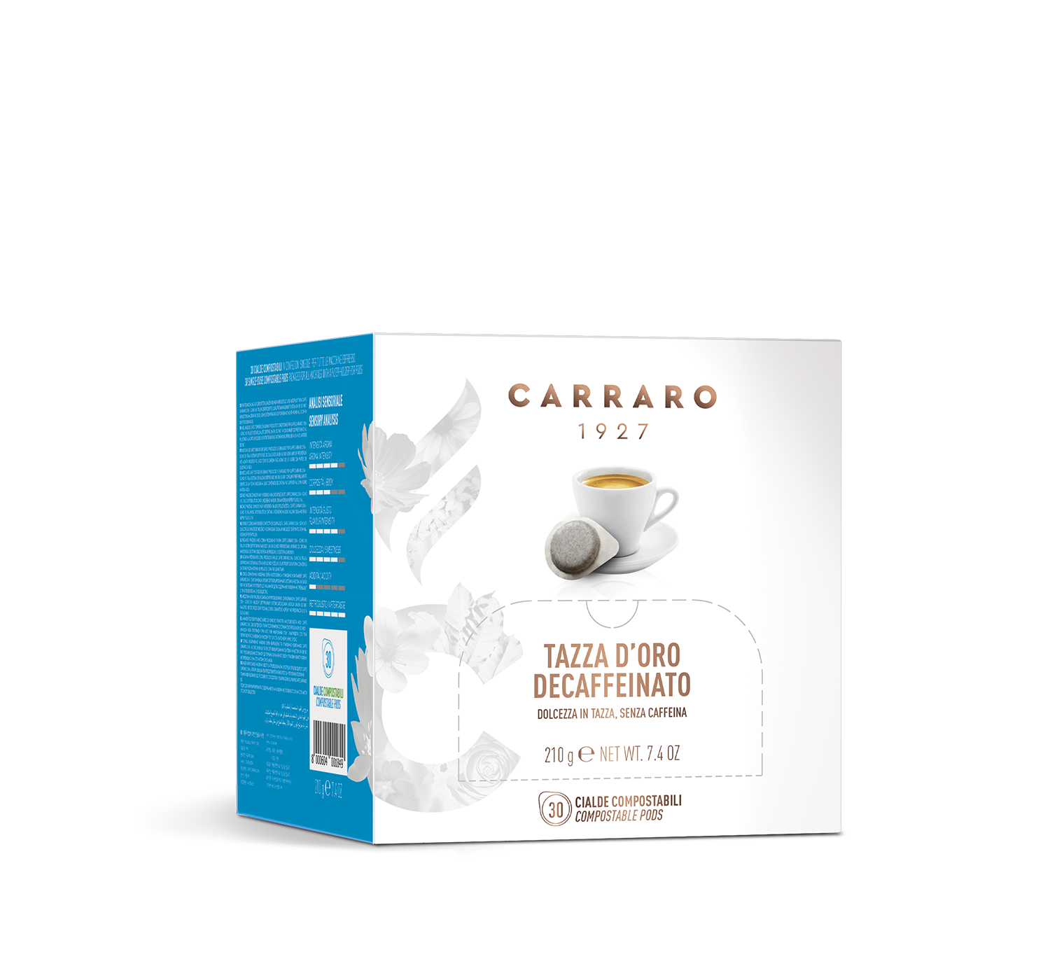 Decaffeinated - Tazza d’Oro decaffeinato – box with 30 pods - Shop online Caffè Carraro