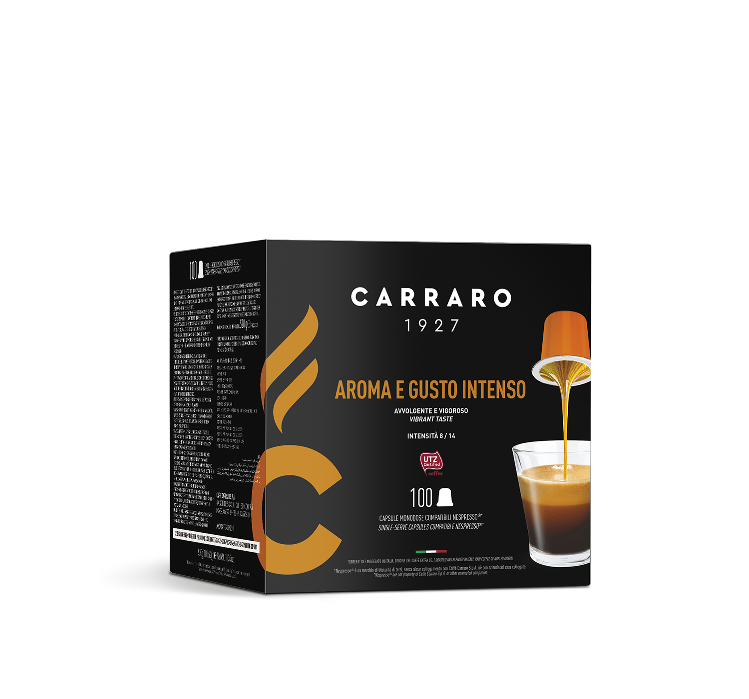 Retail - Aroma e Gusto Intenso – 100 Nespresso®* compatible capsules - Shop online Caffè Carraro