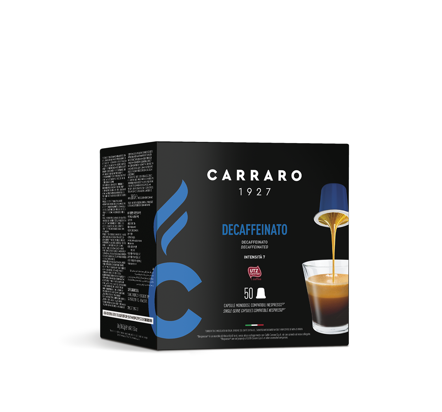 Capsules - Decaffeinato – 50 capsules Nespresso®* Compatible Capsules - Shop online Caffè Carraro