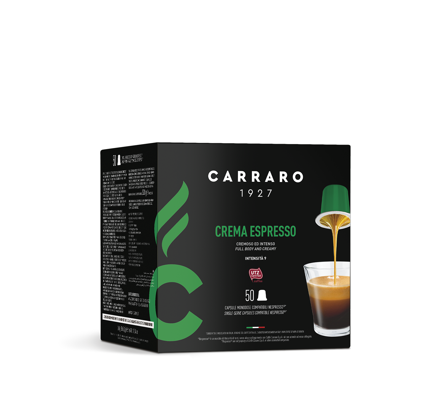 Capsule compatibili *Nespresso<sup>®</sup> - Crema Espresso – 50 capsule compatibili Nespresso®* - Shop online Caffè Carraro