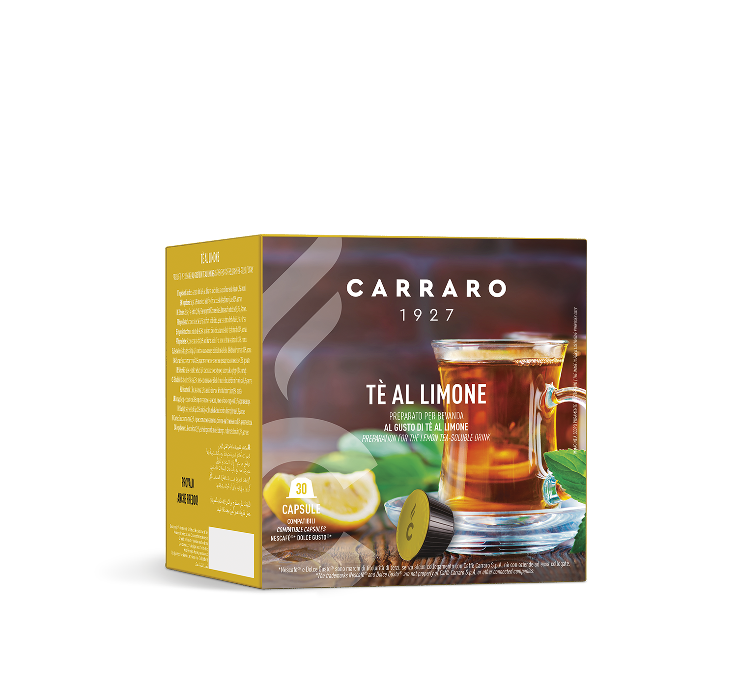 Capsules - Tè al limone – 30 Dolce Gusto®* compatible capsules - Shop online Caffè Carraro