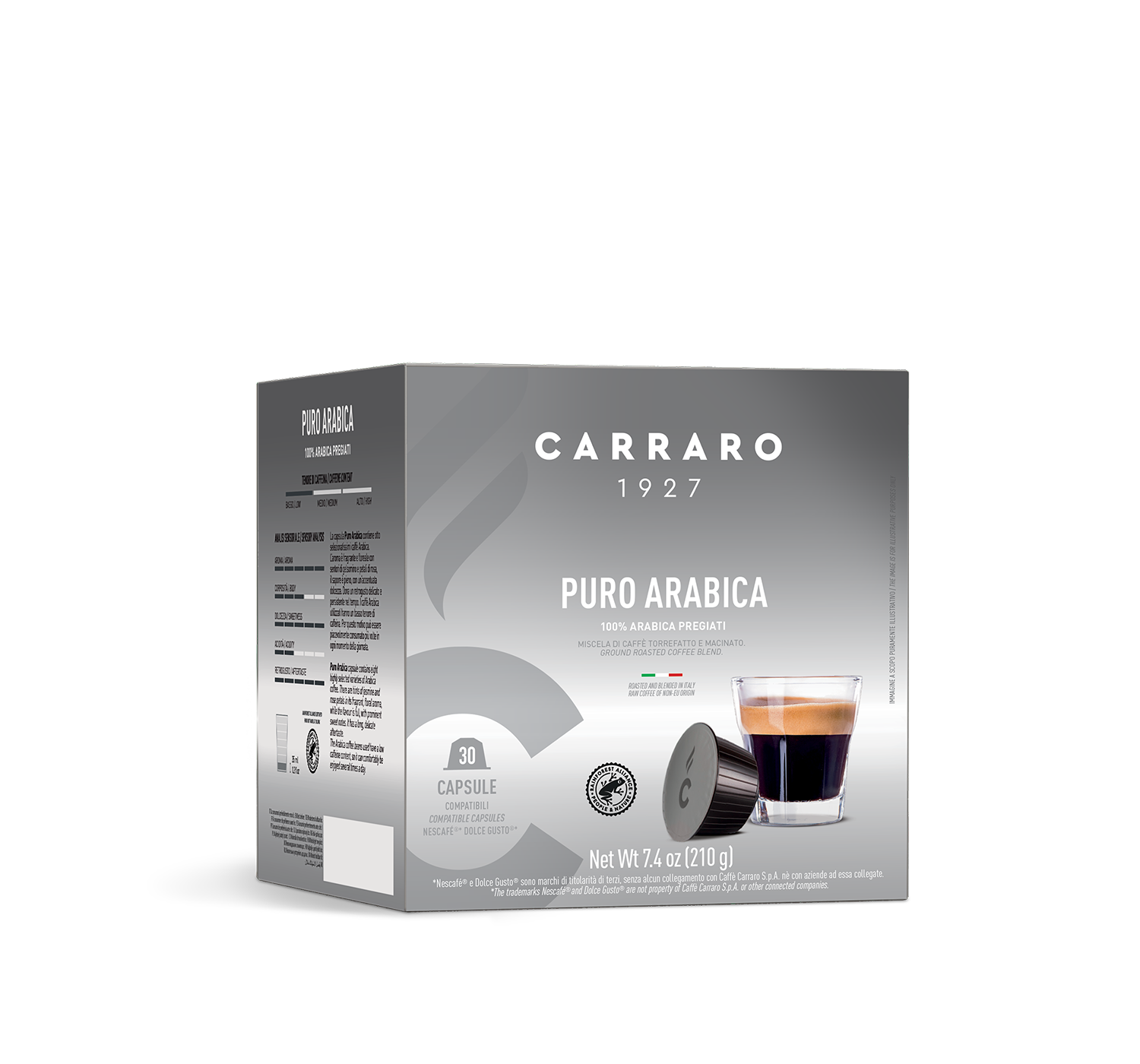 Casa - Puro Arabica – 30 capsule compatibili Dolce Gusto®* - Shop online Caffè Carraro