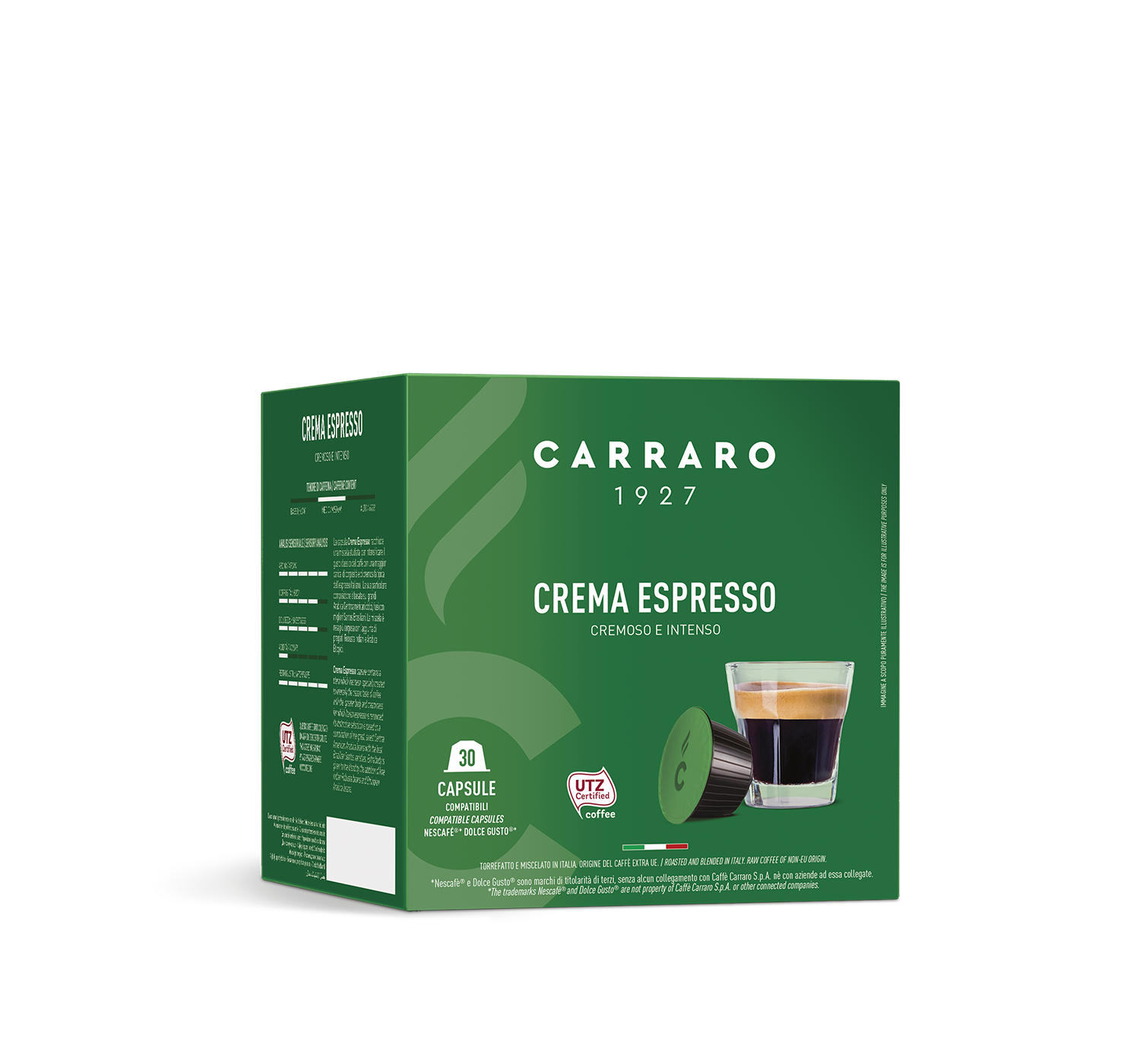 Capsules - Crema Espresso – 30 Dolce Gusto®* compatible capsules - Shop online Caffè Carraro