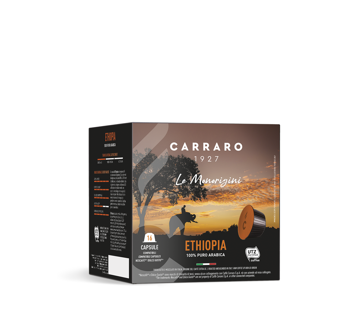 Retail - Ethiopia – 16 Dolce Gusto®* compatible capsules - Shop online Caffè Carraro