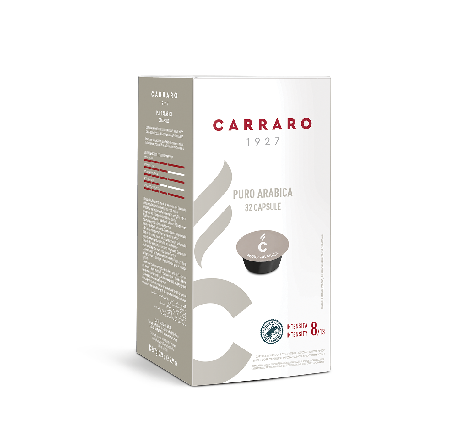 Retail - Puro Arabica – 32 A Modo Mio®* compatible capsules - Shop online Caffè Carraro