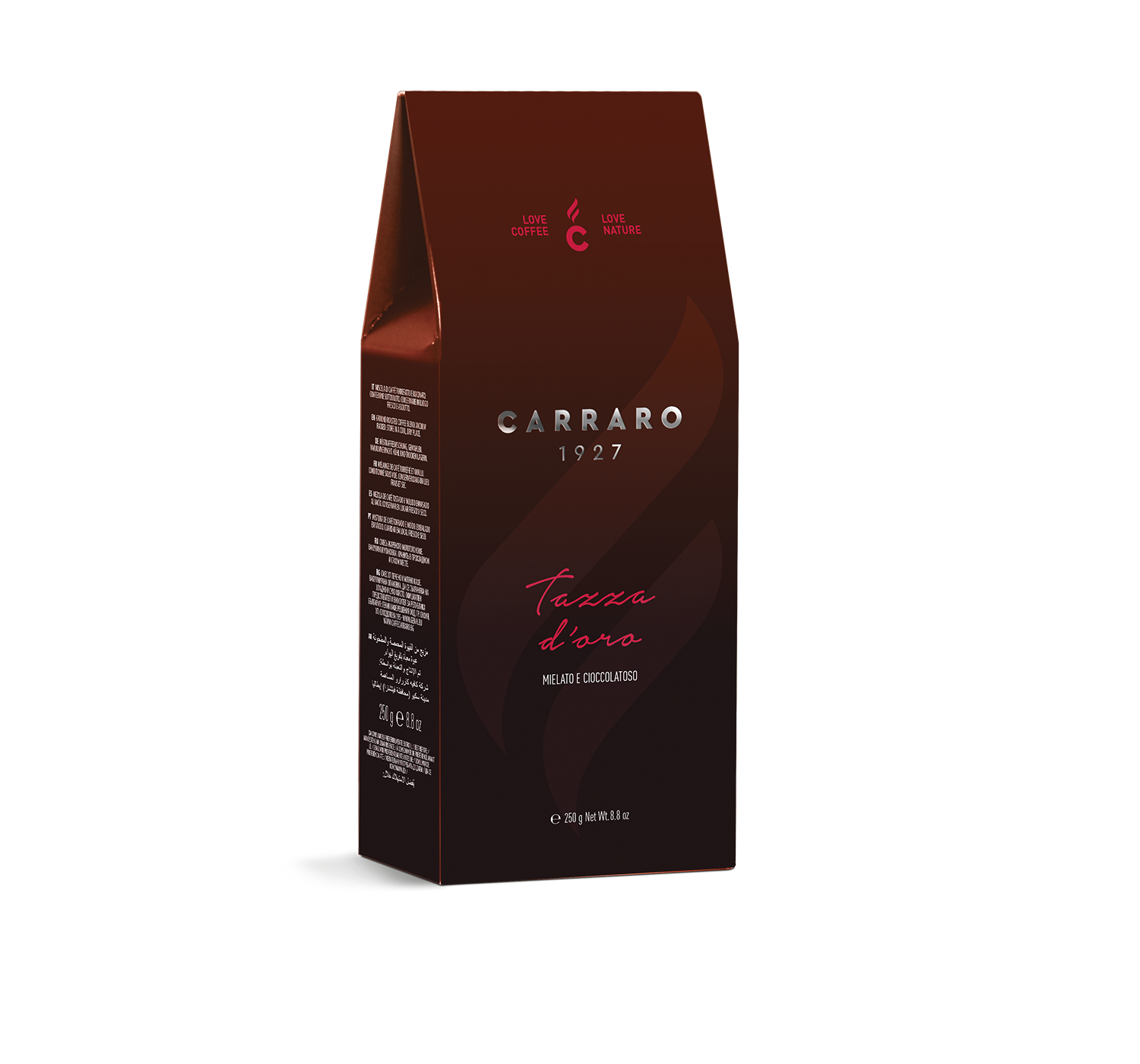 Ground coffee - Tazza d’Oro – ground coffee vacuum pack in a box 250 g - Shop online Caffè Carraro