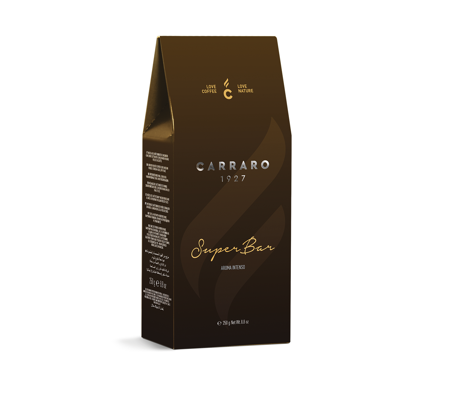 Ground coffee - Super Bar – ground coffee vacuum pack in a box 250 g - Shop online Caffè Carraro