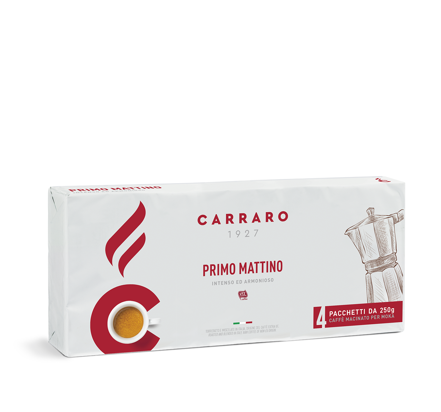 Ground coffee - Primo Mattino – ground coffee 4×250 g - Shop online Caffè Carraro