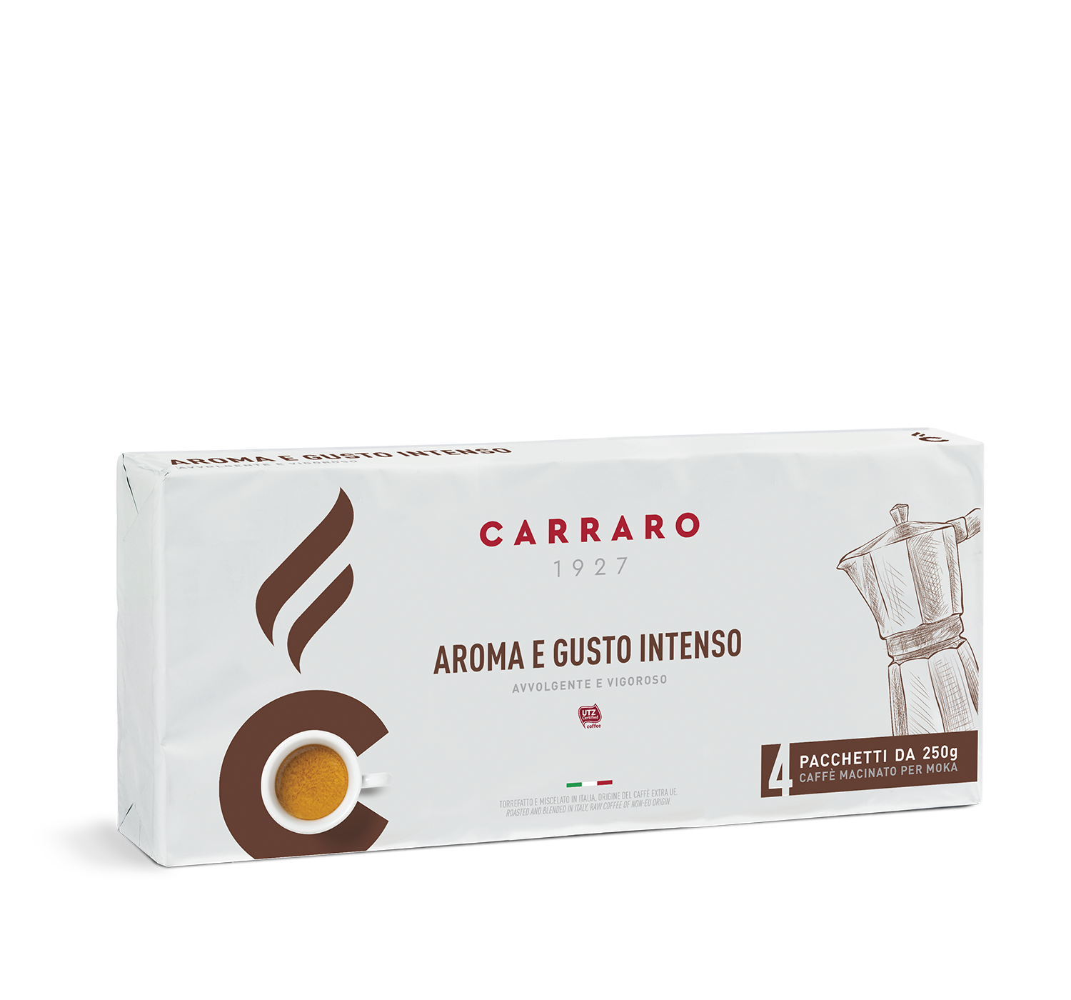 Retail - Aroma e Gusto Intenso – ground coffee 4×250 g - Shop online Caffè Carraro