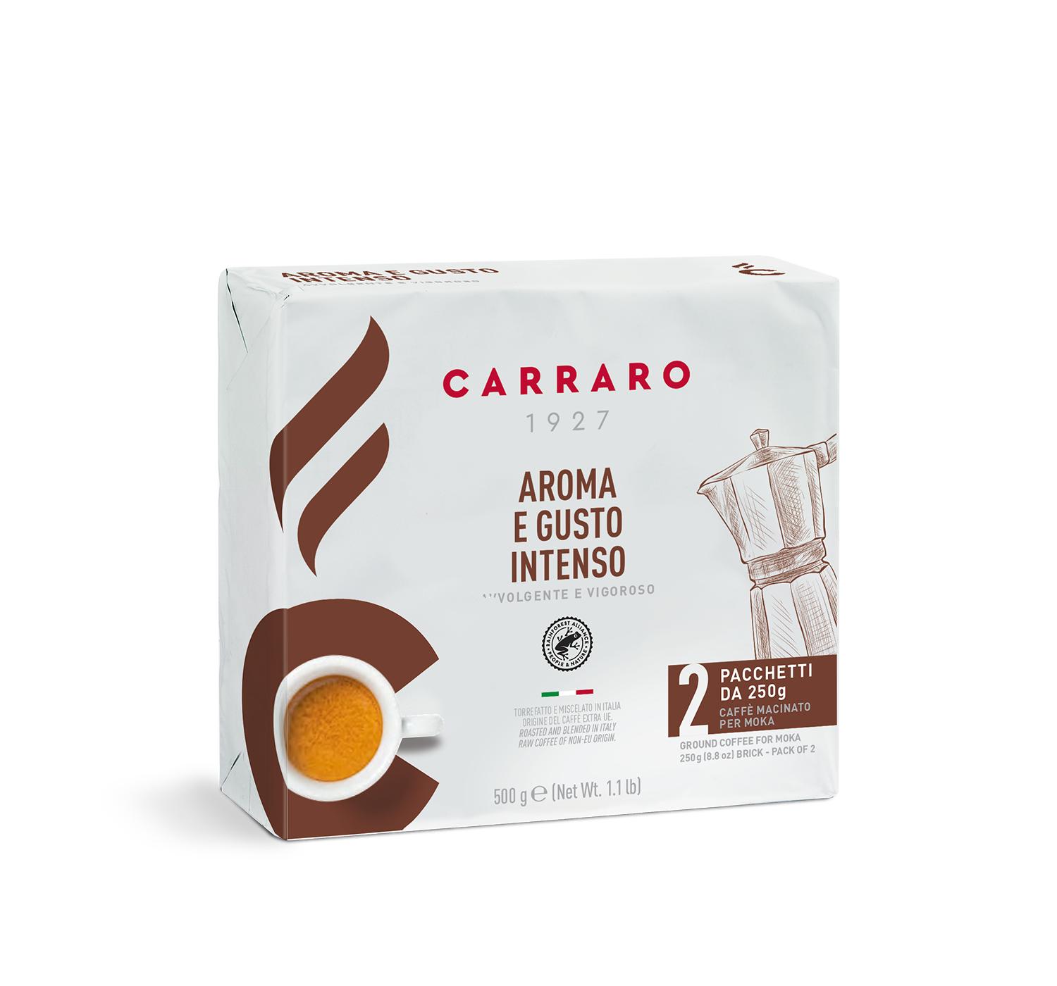 Ground coffee - Aroma e Gusto Intenso – ground coffee 2×250 g - Shop online Caffè Carraro
