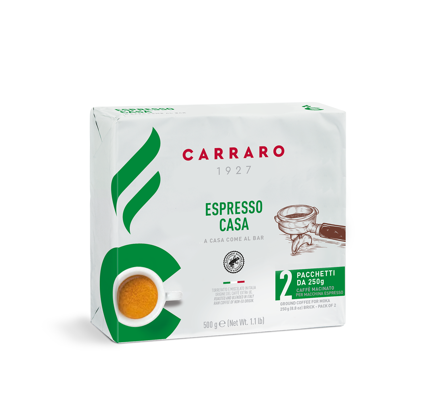 Caffè macinato - Espresso Casa – caffè macinato 2×250 g - Shop online Caffè Carraro