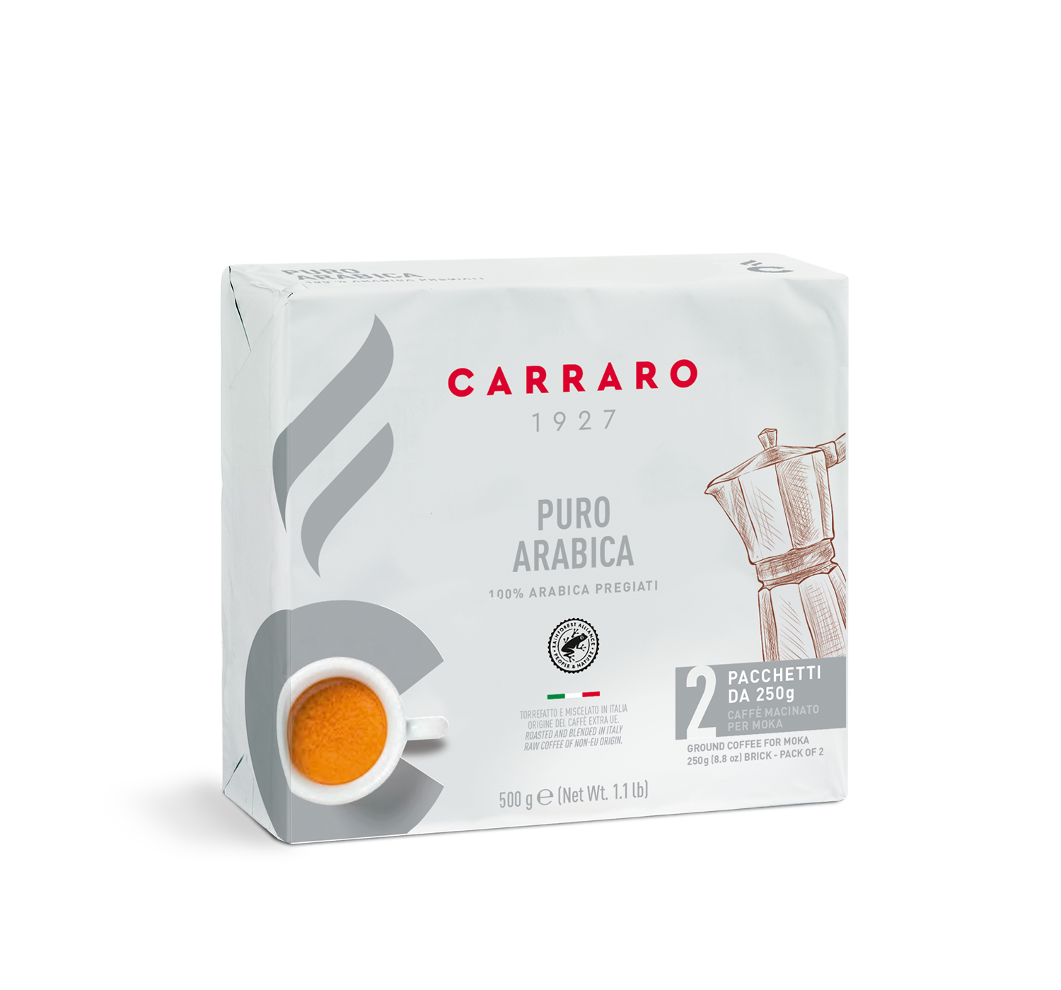 Ground coffee - Puro Arabica – ground coffee 2×250 g - Shop online Caffè Carraro