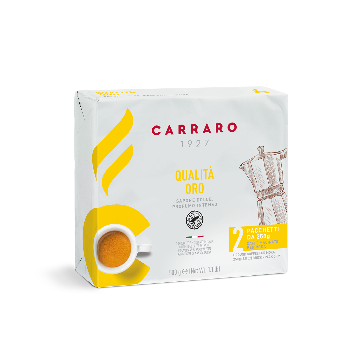 Ground coffee - Qualità Oro – ground coffee 2×250 g - Shop online Caffè Carraro