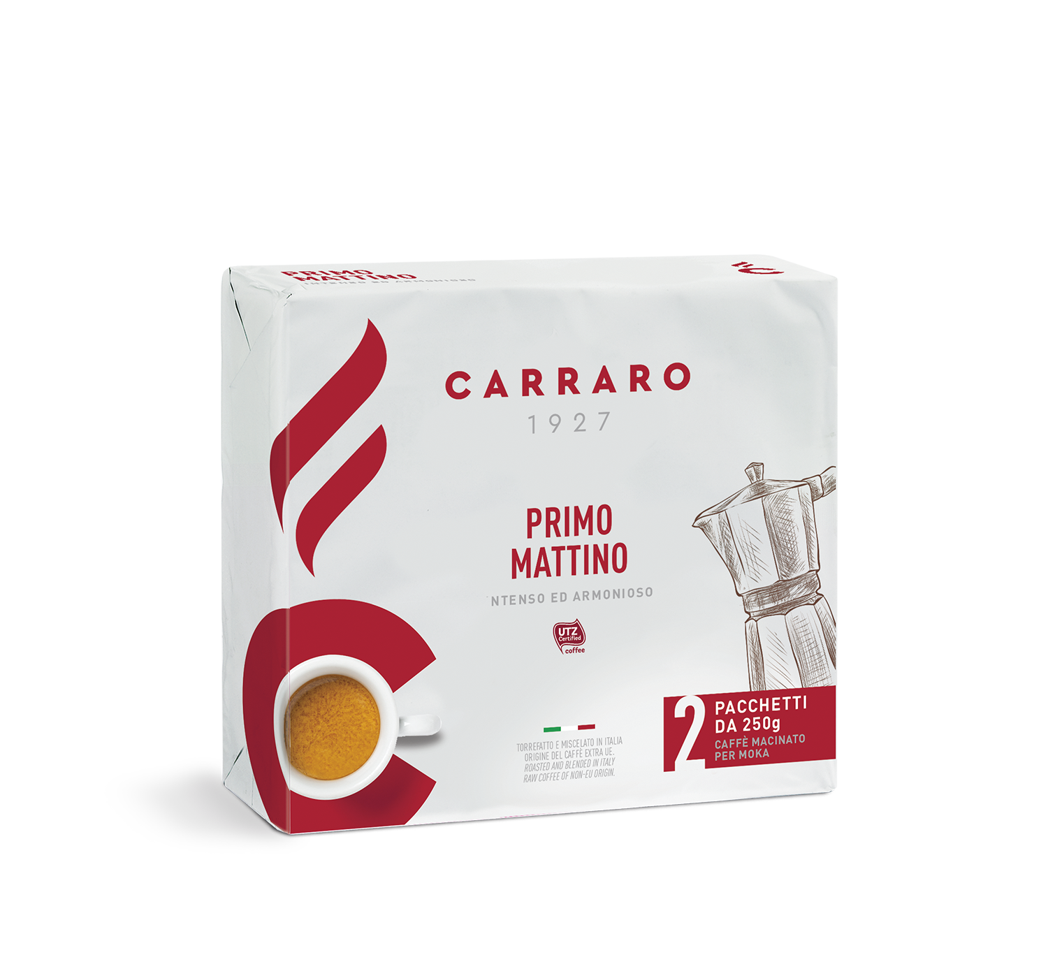 Retail - Primo Mattino – ground coffee 2×250 g - Shop online Caffè Carraro