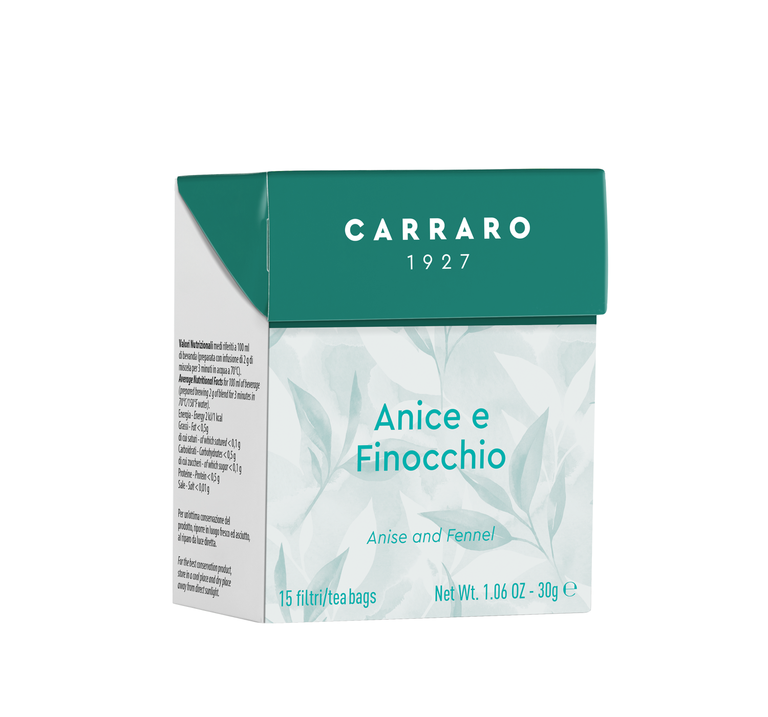 Tea, herbal teas and infusions - Anise and Fennel – 15 tea bags - Shop online Caffè Carraro