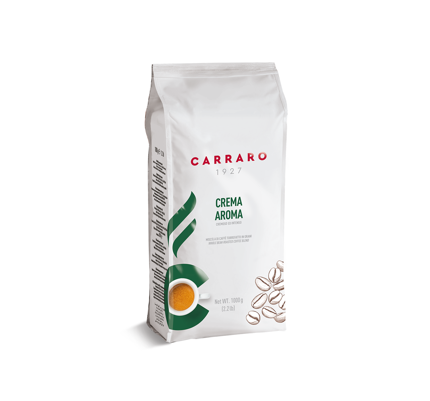 Coffee beans - Crema Aroma – coffee beans 1000 g - Shop online Caffè Carraro