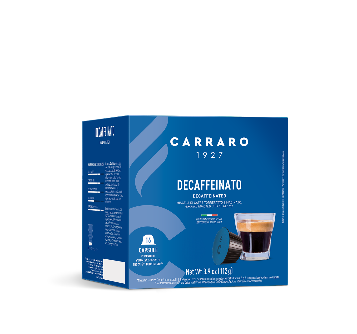 Capsule - Decaffeinato – 16 capsule compatibili Dolce Gusto®* - Shop online Caffè Carraro