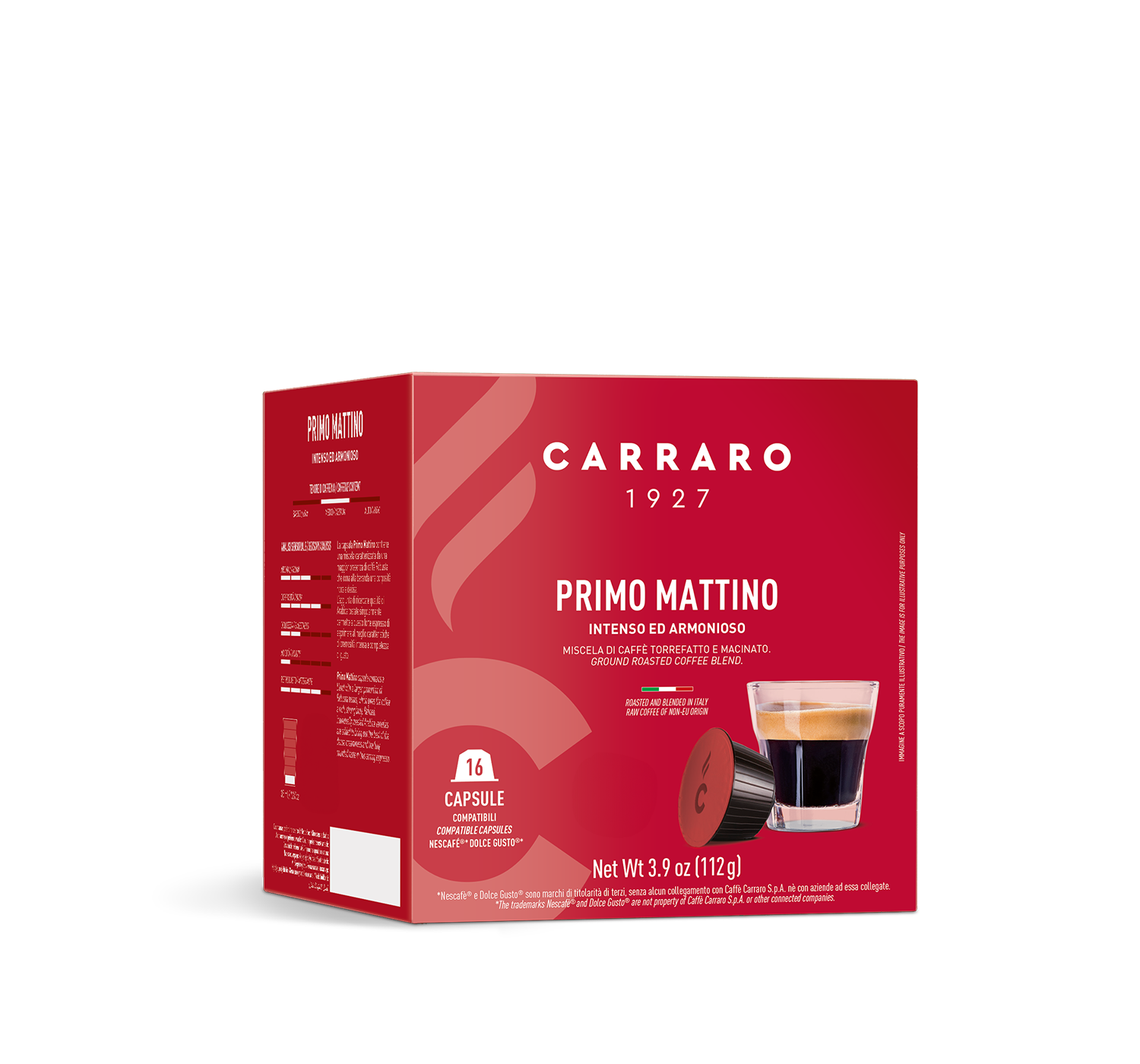 Capsules - Primo Mattino – 16 Dolce Gusto®* compatible capsules - Shop online Caffè Carraro