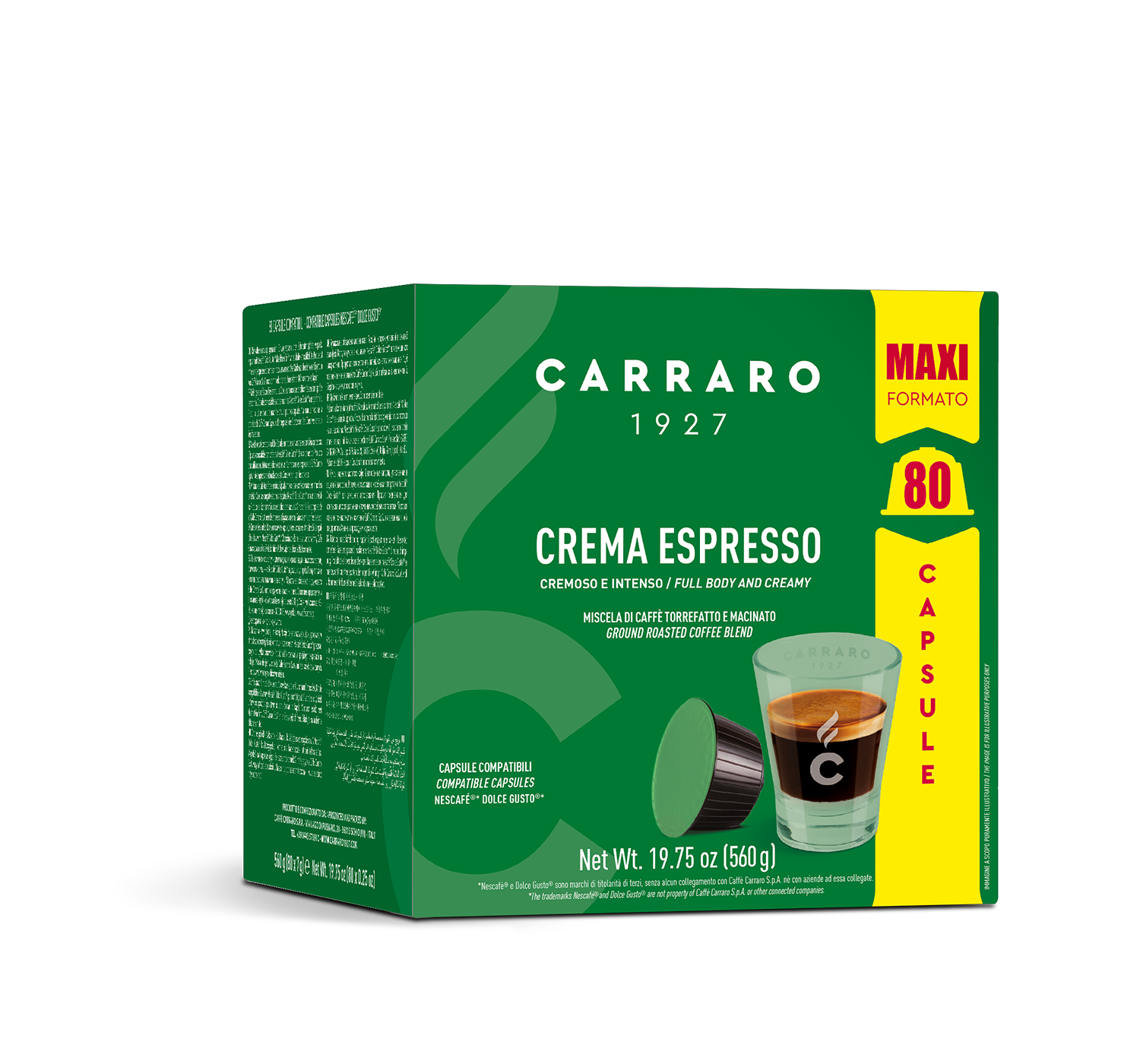 Capsule - Crema Espresso – 80 capsule compatibili Dolce Gusto®* - Shop online Caffè Carraro