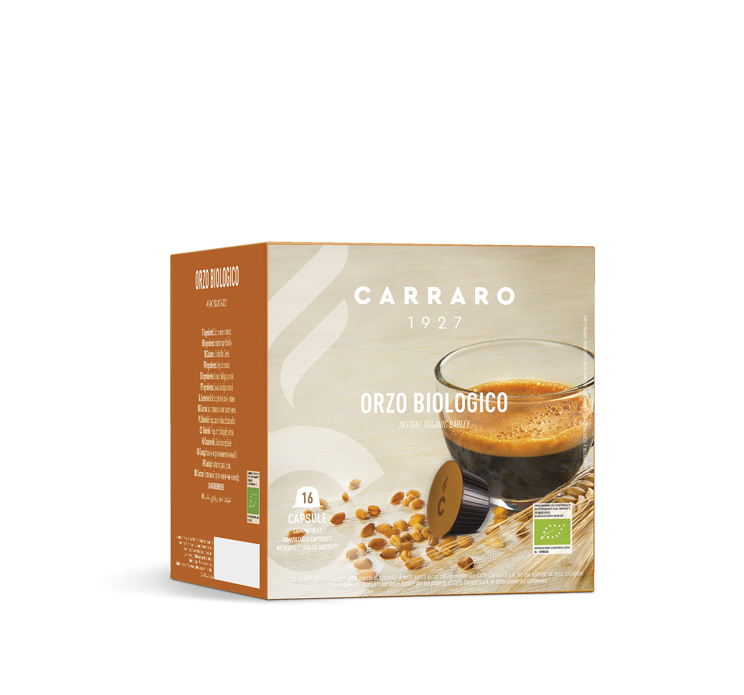 Capsules - Orzo Bio – 16 capsules - Shop online Caffè Carraro