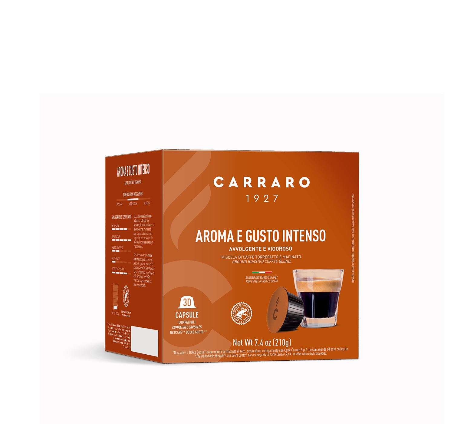 Retail - Aroma e Gusto Intenso – 30 Dolce Gusto®* compatible capsules - Shop online Caffè Carraro
