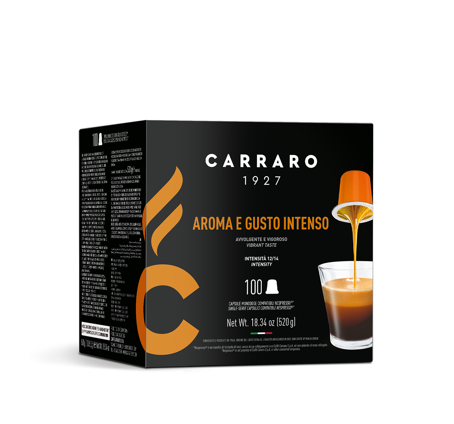 Capsules - Aroma e Gusto Intenso – 100 Nespresso®* compatible capsules - Shop online Caffè Carraro