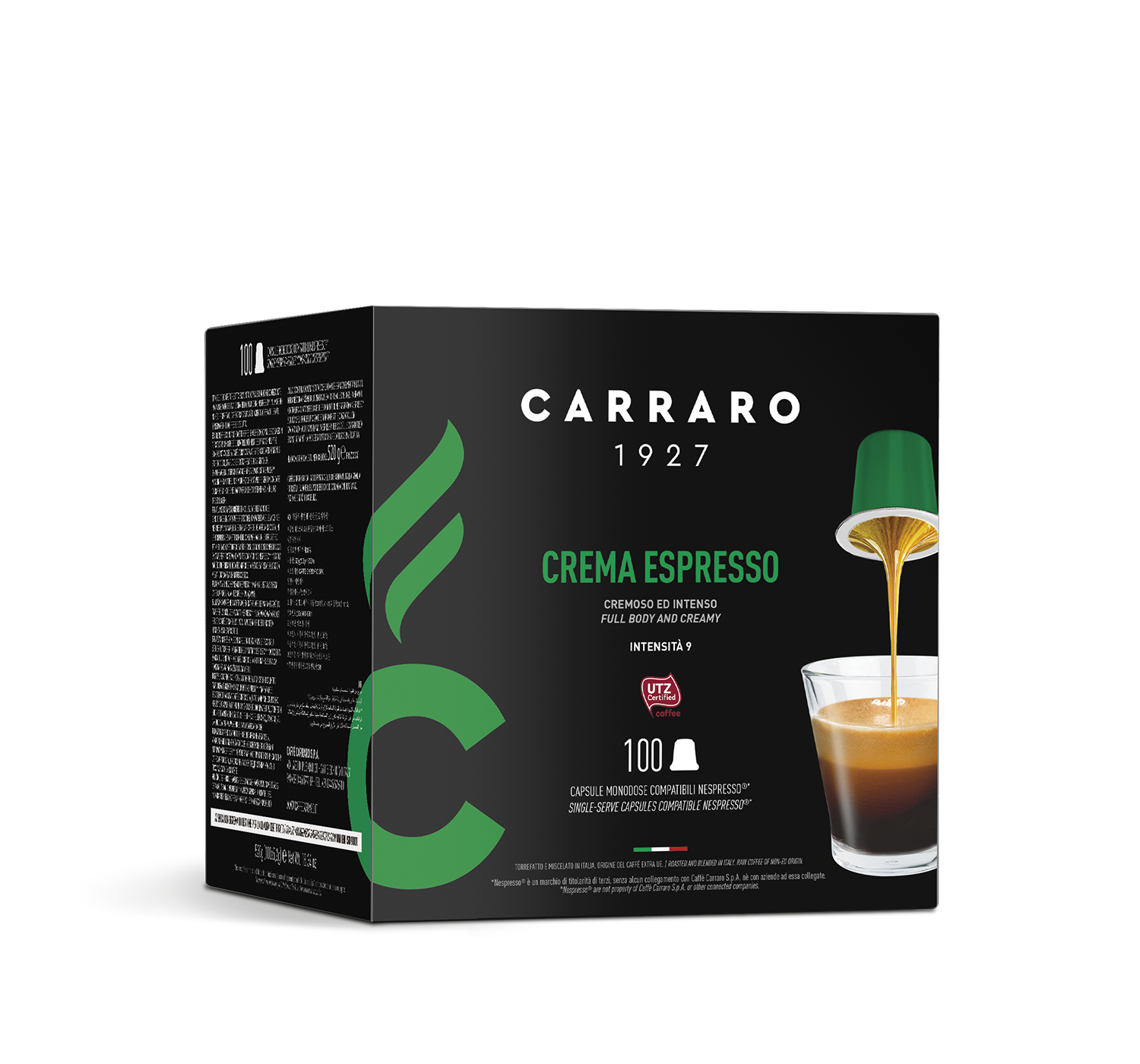 Retail - Crema Espresso – 100 Nespresso®* compatible capsules - Shop online Caffè Carraro