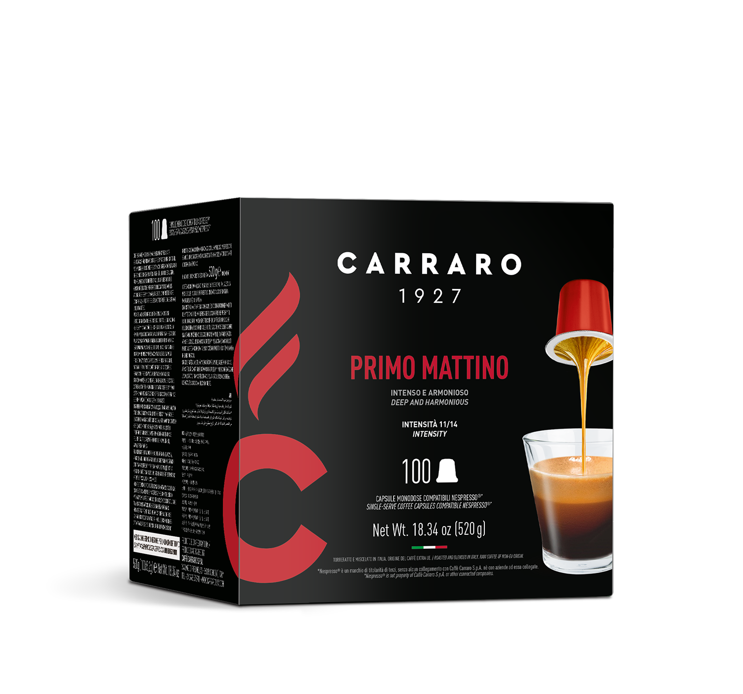 Capsules - Primo Mattino – 100 Nespresso®* compatible capsules - Shop online Caffè Carraro