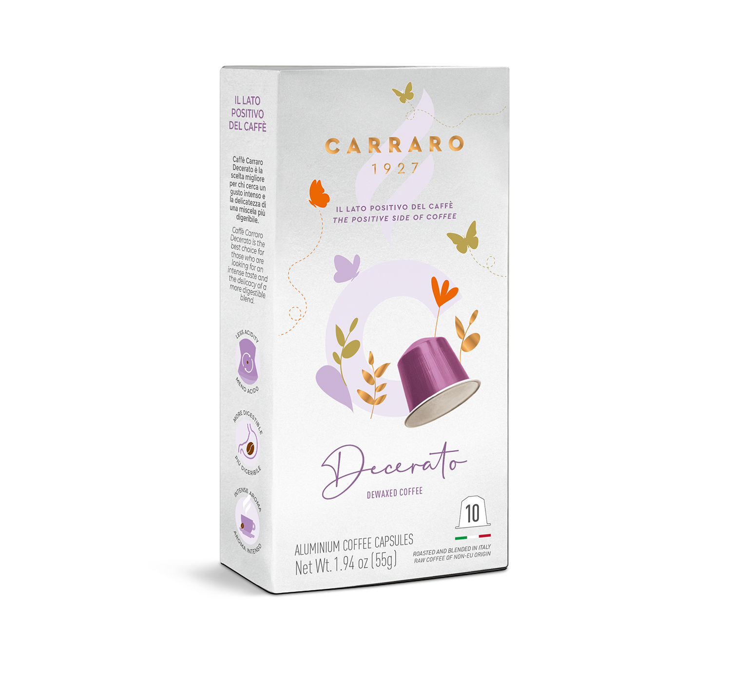 Capsules - Decerato – 10 Nespresso®* compatible aluminum capsules - Shop online Caffè Carraro