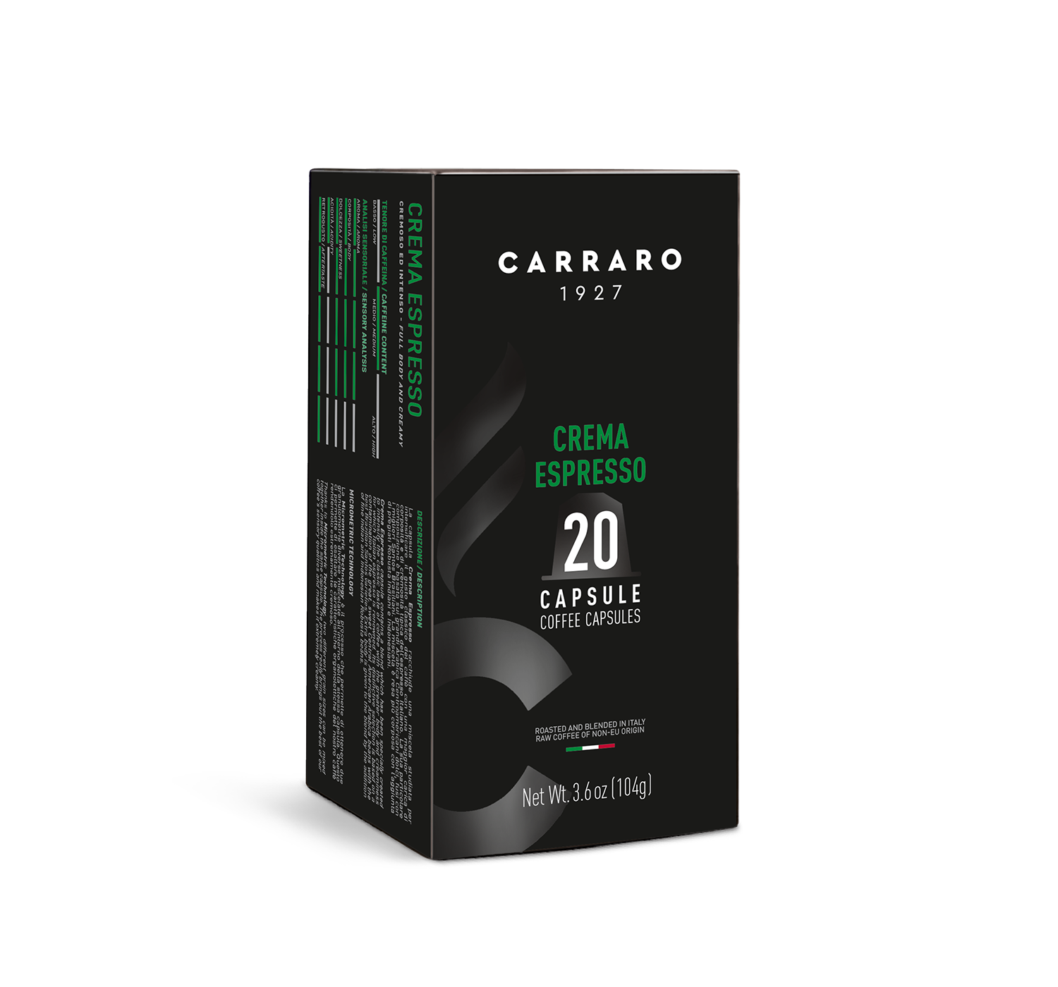 Capsules - Crema Espresso – 20 NESPRESSO®* COMPATIBLE CAPSULES - Shop online Caffè Carraro