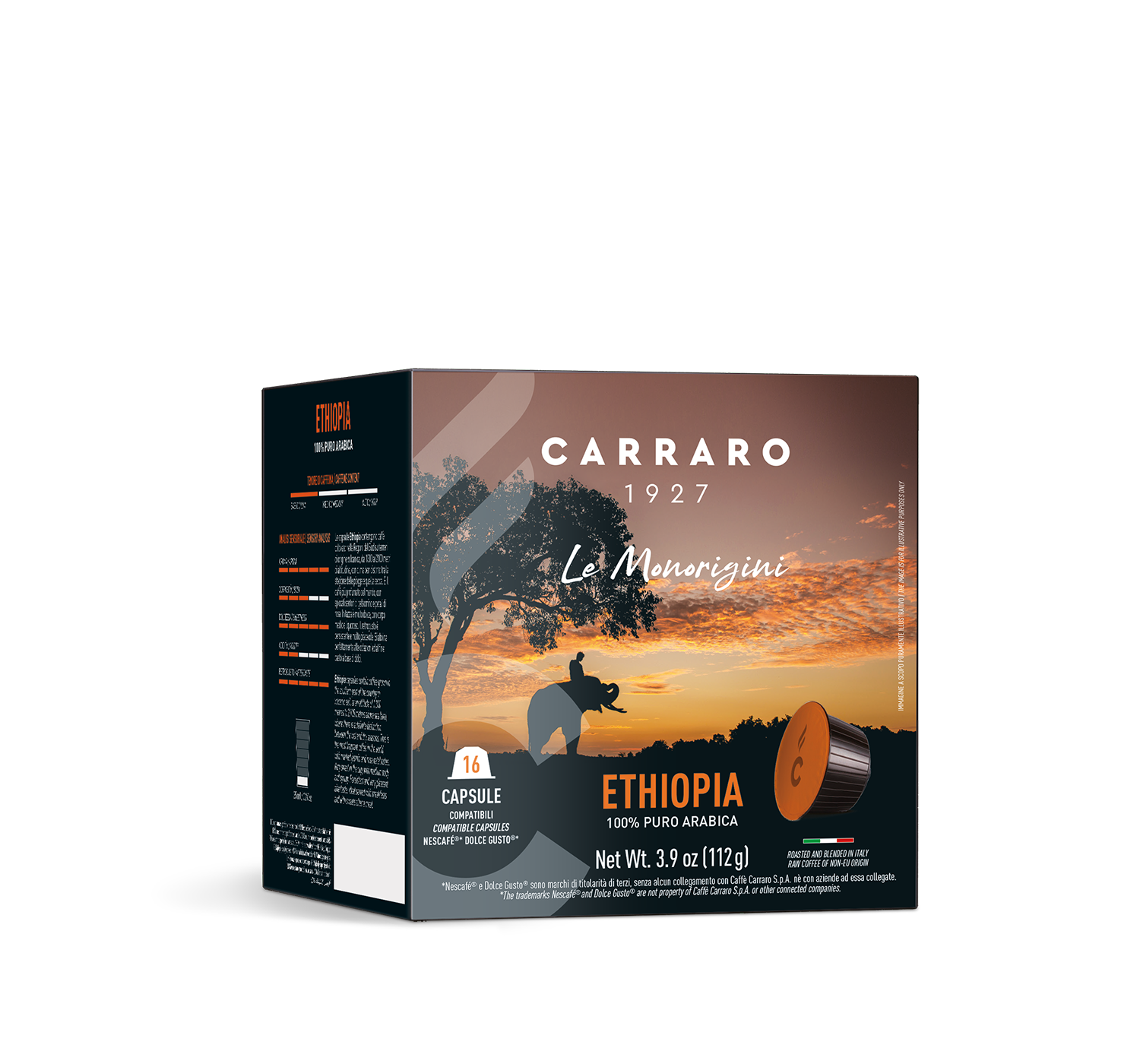Capsules - Ethiopia – 16 Dolce Gusto®* compatible capsules - Shop online Caffè Carraro