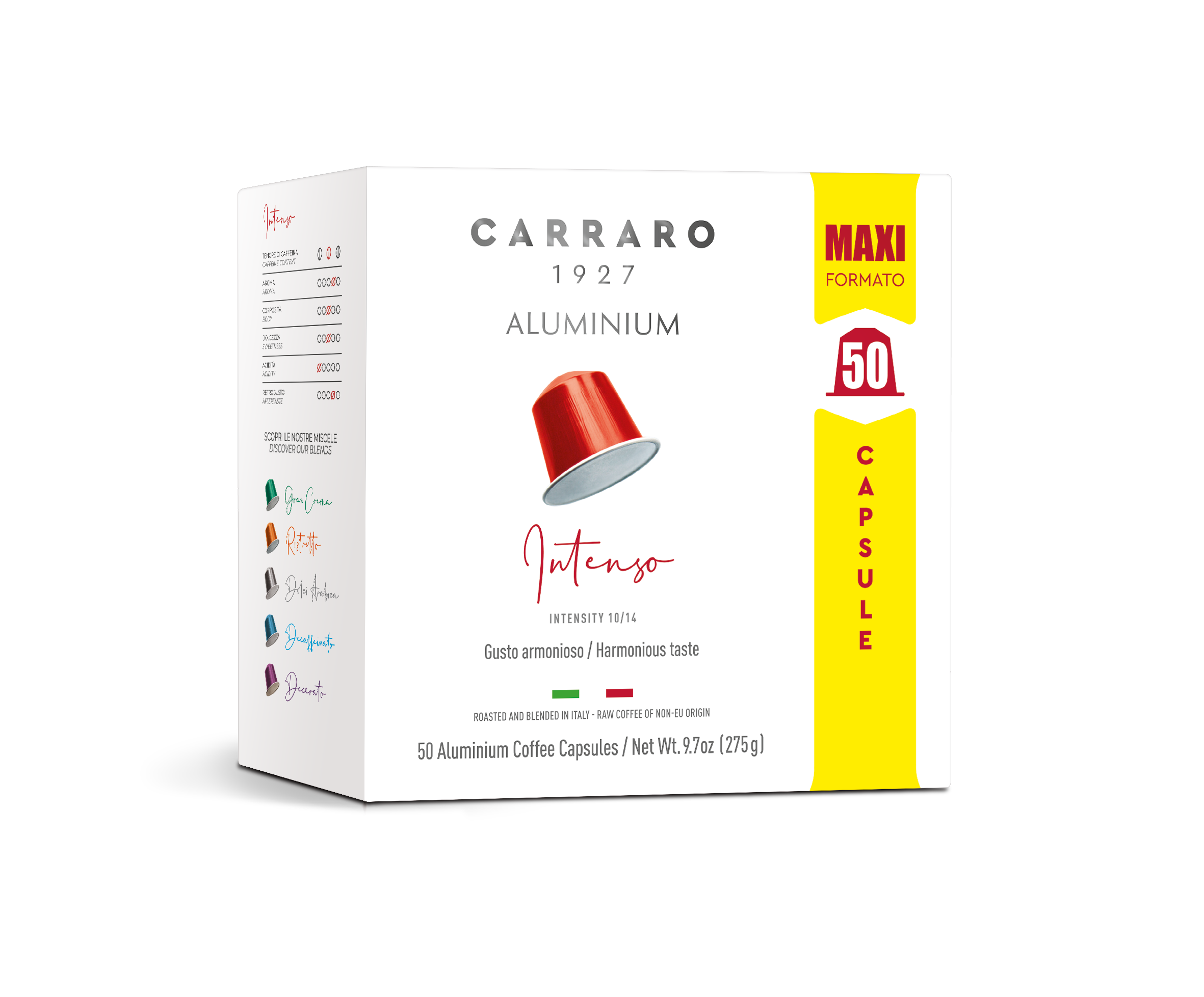 Capsules - Intenso – 50 Nespresso®* compatible aluminum capsules - Shop online Caffè Carraro