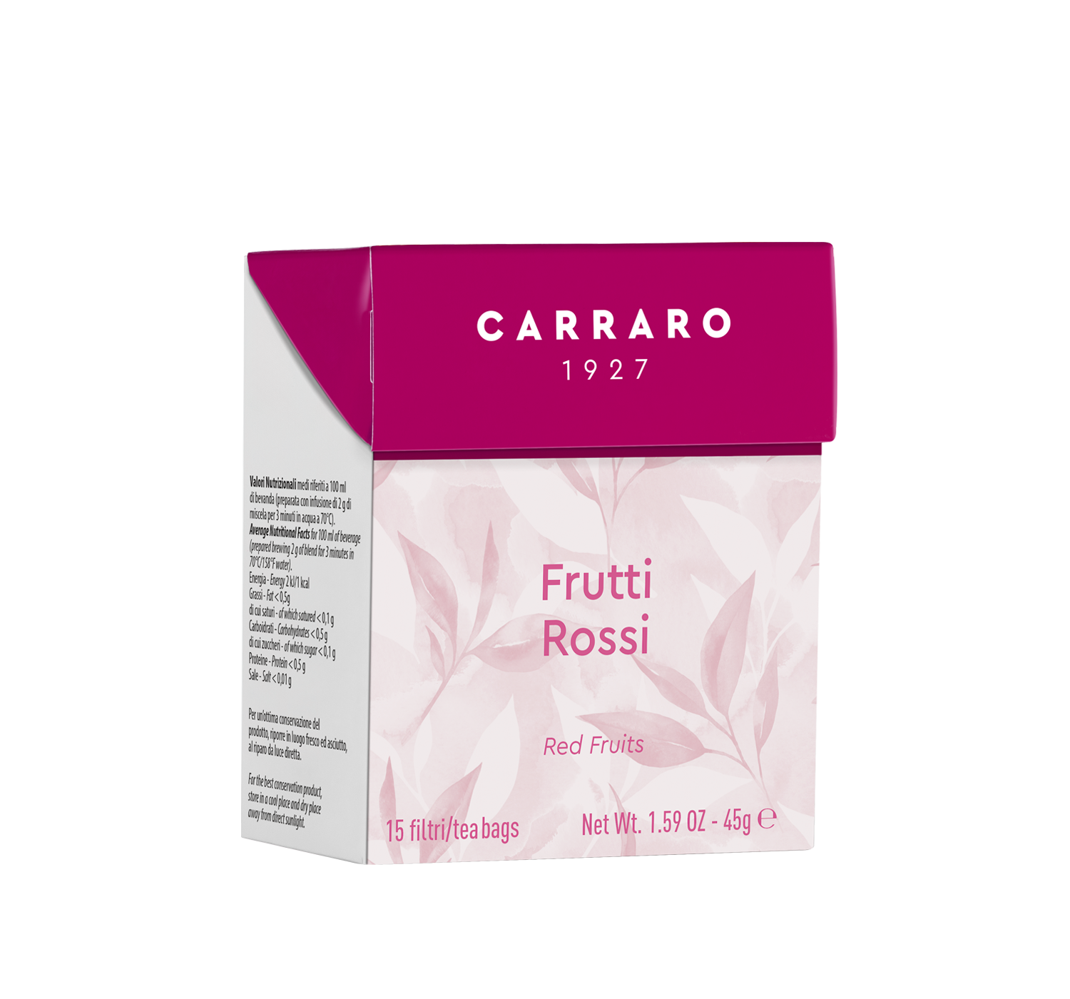 Tea, herbal teas and infusions - Red fruits – 15 tea bags - Shop online Caffè Carraro