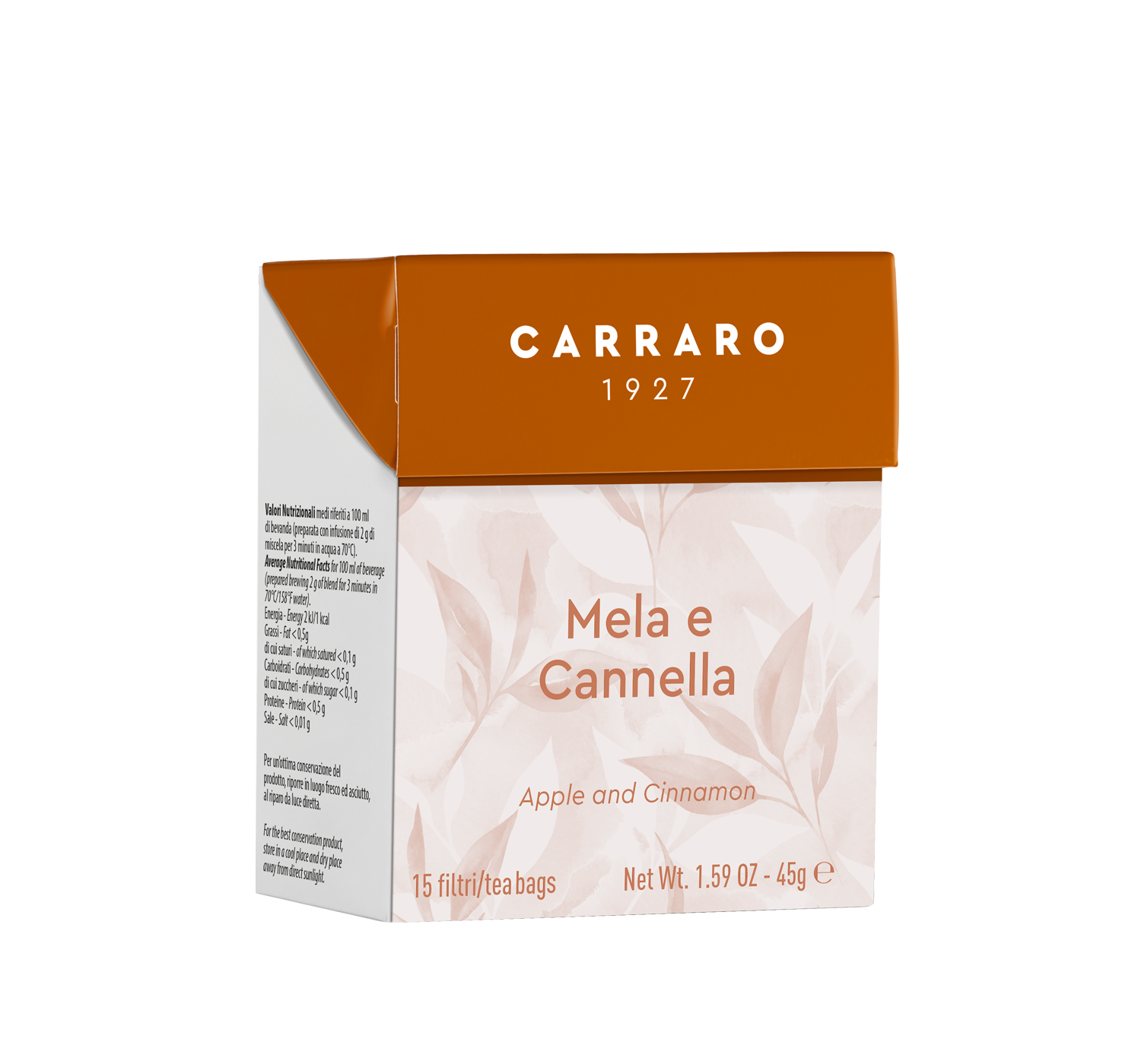 Tè, tisane e infusi - Mela e cannella – 15 bustine - Shop online Caffè Carraro