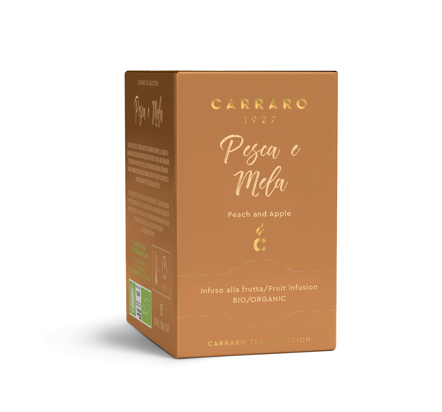 Tea, herbal teas and infusions - Peach and apple – 15 tea bags - Shop online Caffè Carraro