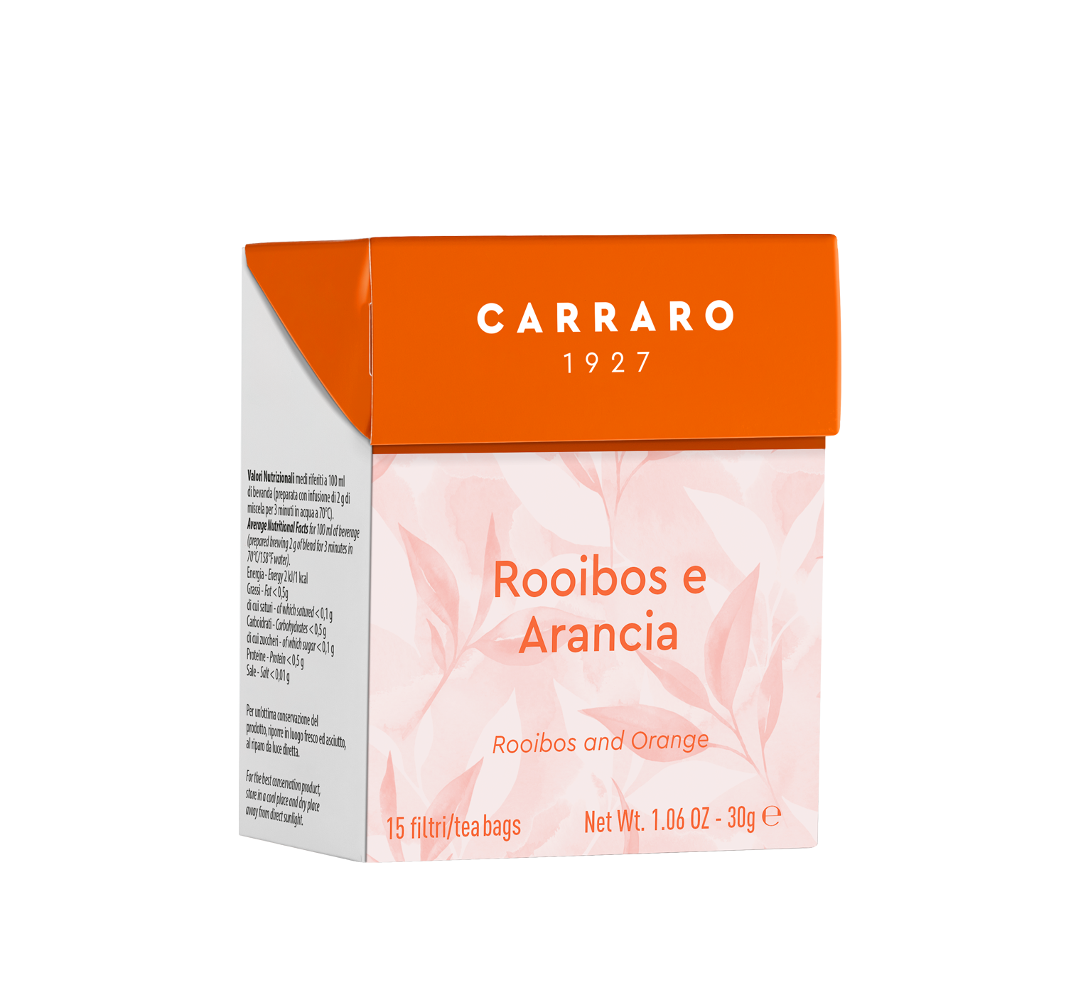 Tè, tisane e infusi - Rooibos e arancia – 15 bustine - Shop online Caffè Carraro