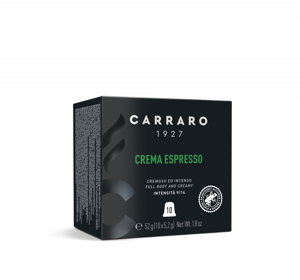 Crema Espresso – 10 capsule premium in astuccio cubo compatibili Nespresso®* - Caffè Carraro