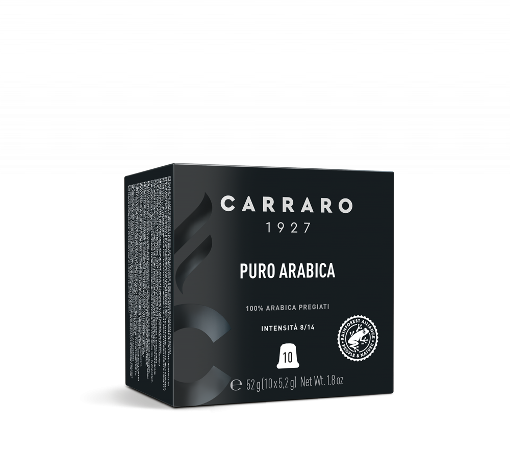 Puro Arabica – 10 capsule in astuccio cubo compatibili Nespresso®* - Caffè Carraro