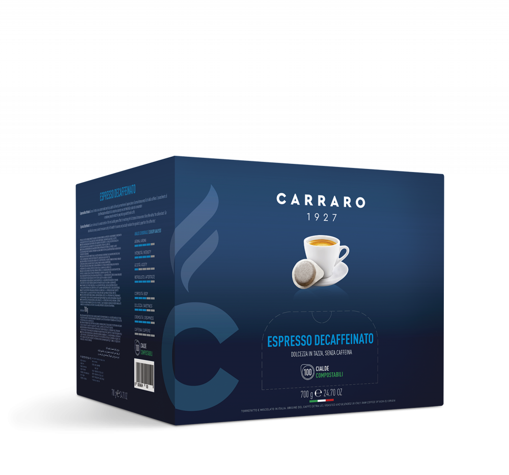 Espresso decaffeinato – 100 pods 7 g - Caffè Carraro