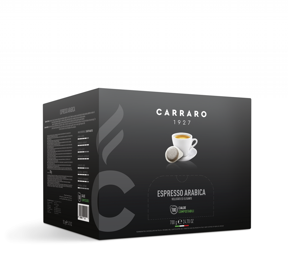 Espresso arabica 100% – 100 pods 7 g - Caffè Carraro