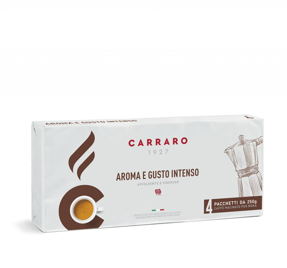 Aroma e Gusto Intenso – caffè macinato 4×250 g - Caffè Carraro