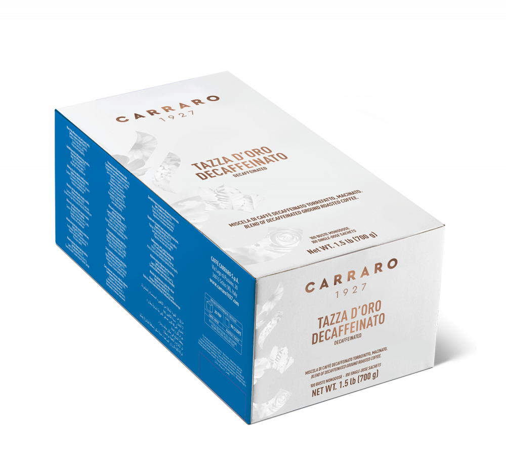 Tazza d’Oro decaffeinato – box with 100 bags 7 g each - Caffè Carraro