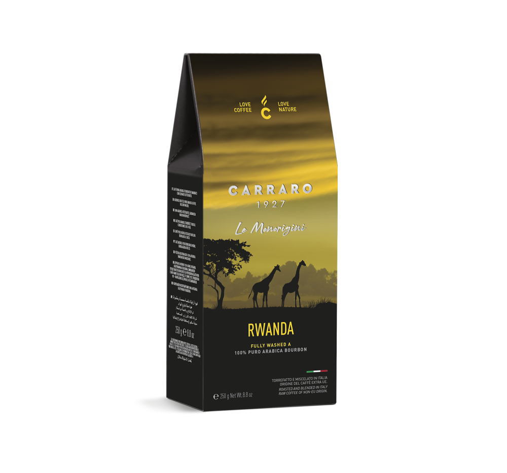 Rwanda – ground coffee vacuum pack in a box 250 g - Caffè Carraro