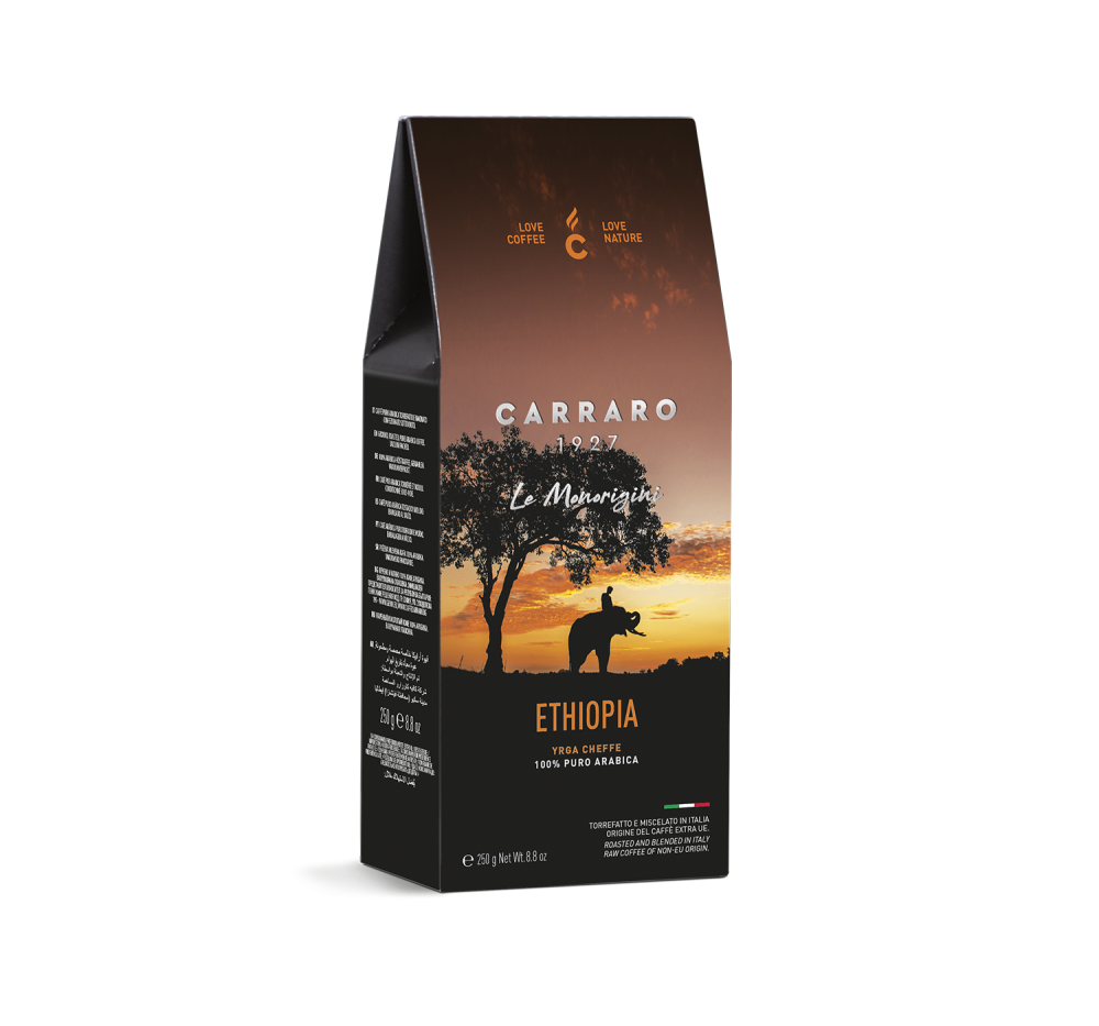 Ethiopia – ground coffee vacuum pack in a box 250 g - Caffè Carraro