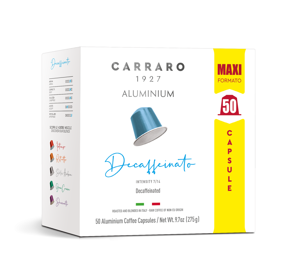 Decaffeinato – 50 Nespresso®* compatible aluminum capsules - Caffè Carraro