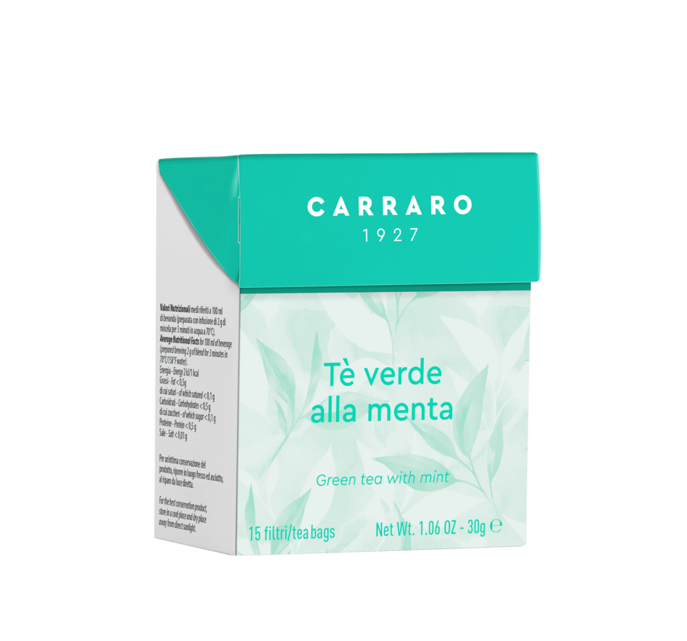 Green tea with mint – 15 tea bags - Caffè Carraro